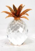 SWAROVSKI CRYSTAL AND YELLOW METAL PINEAPPLE ORNAMENT, height 11cm