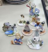 SIX ZAMPIVA, ITALIAN PORCELAIN SMALL FIGURES, INCLUDING FOUR CLOWNS AND TWO GOEBEL FIGURES (8)