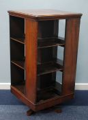 VICTORIAN MAHOGANY LARGE REVOLVING BOOKCASE the square top with thumb moulded borders, quadrant