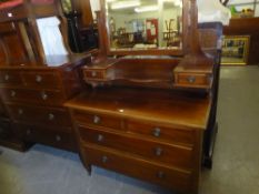 ART NOUVEAU MAHOGANY 3 PIECE BEDROOM SUITE COMPRISING A WARDROBE; CHEST OF DRAWERS, TWO SHORT OVER