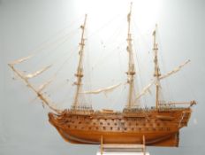 A POST-WAR ENTIRELY SCRATCH BUILT MODEL OF AN 18TH CENTURY THREE DECKER MAN-OF-WAR, FULLY RIGGED