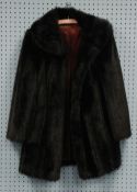 LADY'S 3/4 LENGTH BLACK SYNTHETIC FUR COAT