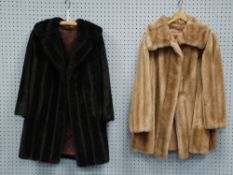 A LADY'S IMITATION PASTEL MINK COAT, by Marks and Spencer, size 16, and a LADY'S LISTER 'MINQUILA'