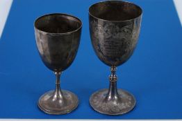 EDWARD VII SILVER PRESENTATION TROPHY CUP by James Dixon and Son, of typical form with nine line