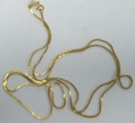 FINE BOX LINK LONG CHAIN NECKLACE, 35" long, marked '750', 11.4gms