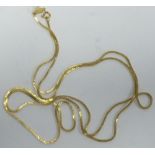 FINE BOX LINK LONG CHAIN NECKLACE, 35" long, marked '750', 11.4gms