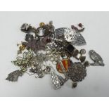 GOOD SELECTION OF MAINLY PRE WAR COSTUME JEWELLERY to include; cast white metal small owl on a bough