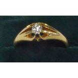 a VICTORIAN 18ct GOLD RING, set with an old cut oval diamond, hallmarked Birmingham 1897, approx 1/