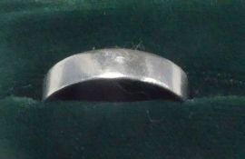 MODERN PLATINUM BROAD WEDDING RING, 950 mark, 7gms, ring size 'J/K'