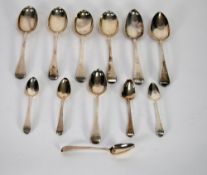 FOUR OLD ENGLISH PATTERN SILVER TABLE SPOONS, MAKERS R.S. various dated London 1909 and 1911 x 2,