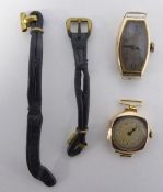 LADY'S SWISS 9ct GOLD WRIST WATCH, with 15 jewel movement, rounded oblong engine turned silvered