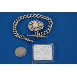 SILVER CURB PATTERN ALBERT with silver Maltese Cross style medallion fob