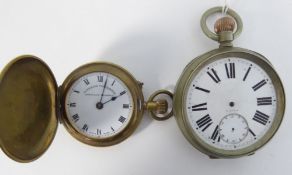 JUMBO POCKET WATCH, with Swiss 8 days keyless movement, white Roman dial with subsidiary seconds