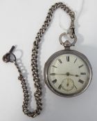 B. HOFFENBERG, MANCHESTER, VICTORIAN SILVER OPEN FACED POCKET WATCH, with keywind movement, No.