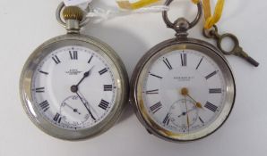 FREEMAN AND CO., LONDON SILVER OPEN FACED POCKET WATCH, with keywind Swiss movement, white Roman