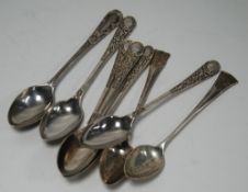 PAIR OF GEORGE V SILVER SOUVENIR TEASPOONS, 'London', Birmingham 1911, TOGETHER WITH A SILVER COFFEE