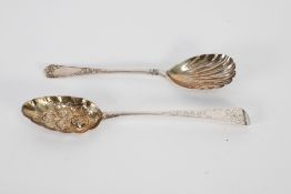 GEO III SILVER "LORRY" SPOON London 1792 makers L.B and a Geo III SERVIN SPOON with shell moulded