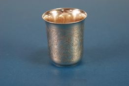 NINETEENTH CENTURY RUSSIAN SILVER BEAKER, with flared lip, slightly tapering straight sides,