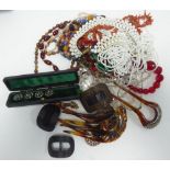 SELECTION OF MAINLY PRE-WAR COSTUME JEWELLERY, including; a MULTI STRAND WHITE GLASS BEAD