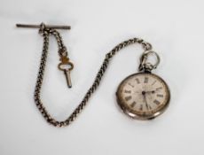 LATE NINETEENTH CENTURY 'FINE SILVER' DRESS POCKET WATCH, with keywind movement, engine turned