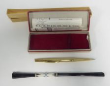 'LIFE LONG' PROPELLING PENCIL with engine turned rolled gold case, pull-off cap type, boxed with