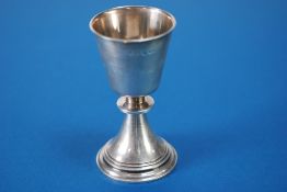 A.E. JONES AND CO., SILVER ARTS AND CRAFTS STYLE GOBLET, with plain bucket shaped bowl with bladed