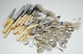 ELEVEN PAIRS OF WALKER AND HALL EP DESSERT FORKS AND SPOONS, the pointed handles with wriggle