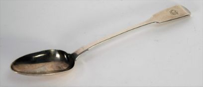 VICTORIAN FIDDLE HANDLE BASTING SPOON, makers SB and DC, London 1858, 4.5oz (monogrammed)