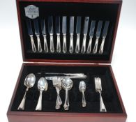 FIFTY ONE PIECE CANTEEN OF ELECTROPLATED CUTLERY FOR SEVEN PERSONS, by Butler of Sheffield, bead