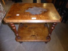 LATE VICTORIAN INLAID WALNUT LOWER PART OF A WHAT-NOT