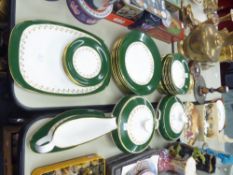 SPODE CHINA 'GREEN VELVET' DINNER SERVICE FOR SIX PERSONS NO. Y7869, INCLUDES; PAIR OF COVERED
