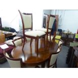 GOOD QUALITY MODERN GRANGE (FRANCE) EXTENDING OVAL DINING TABLE AND EIGHT MATCHING DINING CHAIRS (