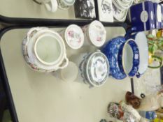 CAULDON BLUE AND WHITE JARDINIERE, BLUE AND WHITE PLANTER ETC.... (7)