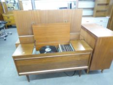 FIDELTY 1960's TEAK RADIOGRAM, ON BLACK TAPERING LEGS, 4' WIDE