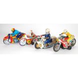 A MADE IN JAPAN TINPLATE FRICTION DRIVEN RACING MOTORCYCLE, with combined rider, ANOTHER Made in