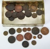 SELECTION OF LATE 18TH CENTURY TO MID 19TH CENTURY COPPER TOKENS AND OTHER GB COPPER COINS AND