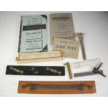 VARIOUS RULERS, A CALCULATOR, BOOKLETS ETC