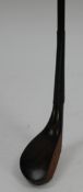 A LONG NOSE SCARED NECK PUTTER STAMPED 'T.MORRIS' CIRCA 1880'S, dark stained beech wood with horn