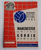 FOOTBALL PROGRAMME GORNIK ZABRZE AND MANCHESTER UNITED EURPEAN CUP, SECOND LEG 13/3/1968 QUARTER