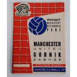 FOOTBALL PROGRAMME GORNIK ZABRZE AND MANCHESTER UNITED EURPEAN CUP, SECOND LEG 13/3/1968 QUARTER