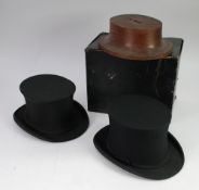 A LINCOLN BENNET & CO, LONDON TOP HAT AND ANOTHER THOMAS TOWNEND & CO, LONDON ditto etc