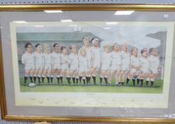 JOHN IRELAND (Twentieth Century) ARTIST AND PLAYERS SIGNED LIMITED EDITION RUGBY COLOUR PRINT 'Grand