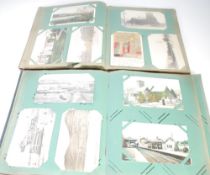 TWO EARLY TWENTIETH CENTURY POSTCARD ALBUMS CONTAINING CONTEMPORARY POSTCARDS MAINLY TOPOGRAPHICAL