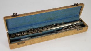 SELMER 'STERLING' THREE PIECE ELECTROPLATED FLUTE, in fitted case