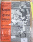 RANGERS AND DYNAMO DRESDEN, FAIRS CUP, PARTIZAN BELGRADE V MANCHESTER UNITED EUROPEAN CUP 1966,
