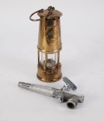 ECCLES PROTECTOR LAMP MINER'S SAFETY LAMP all brass type 6, M & Q, 10" (25.4cm) high and a G&C LTD.,