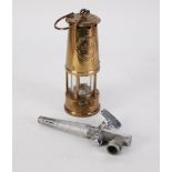 ECCLES PROTECTOR LAMP MINER'S SAFETY LAMP all brass type 6, M & Q, 10" (25.4cm) high and a G&C LTD.,