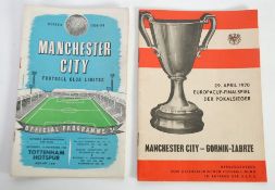 MANCHESTER CITY v GONIK-ZABRZE 1970 Cup Winners Cup Final and TWO HOMES 1958/59 v Burnley and Spurs