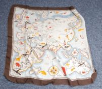 MID 20th CENTURY PURE SILK 'IMPERIAL AIRWAYS' SCARF depicting Great Britain, Sweden, Europe,