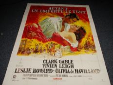 'GONE WITH THE WIND' 50th Anniversary 1989, FRENCH LARGE POSTER, 61 1/2" x 45 1/2" (156.2cm x 115.